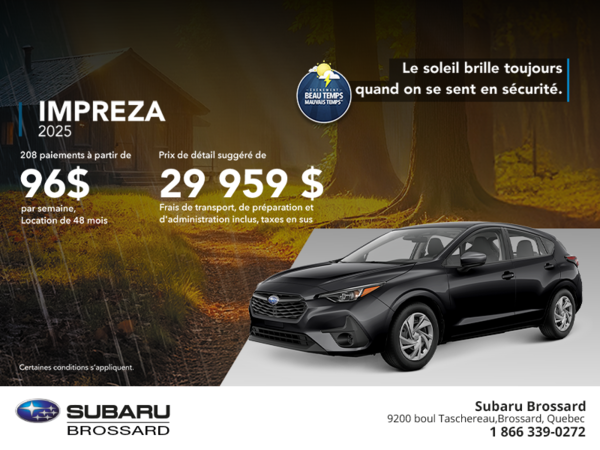 Procurez-vous la Impreza 2025!