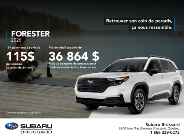 Procurez-vous le Forester 2026!