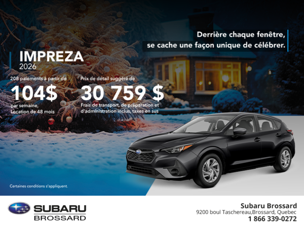 Procurez-vous la Impreza 2026!