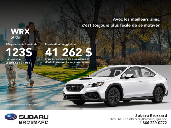 Procurez-vous la WRX 2026!