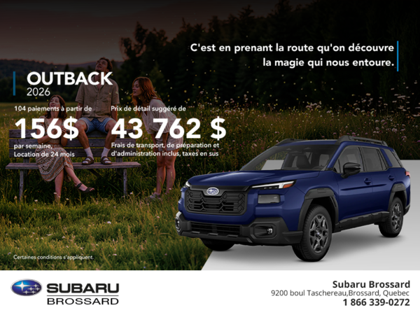 Procurez-vous le Outback 2026!