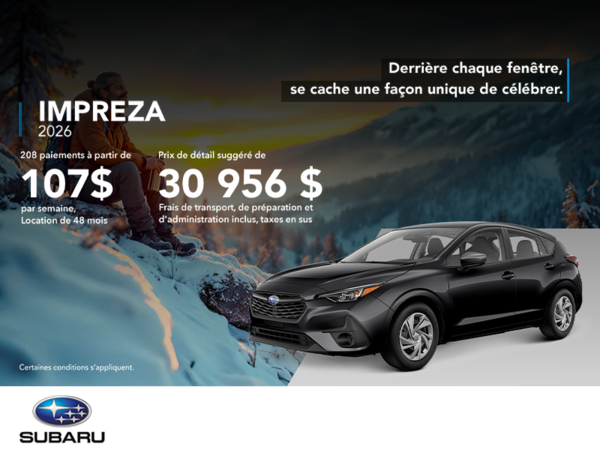 Procurez-vous la Impreza 2026!