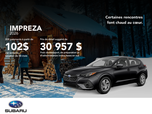 Procurez-vous la Impreza 2026!