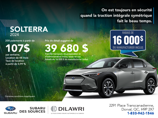 Procurez-vous le Solterra 2024!