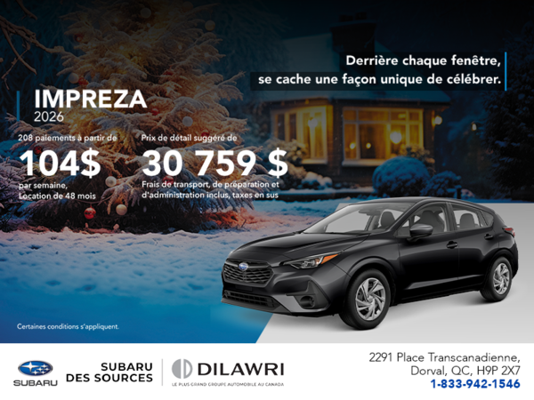 Procurez-vous la Impreza 2026!