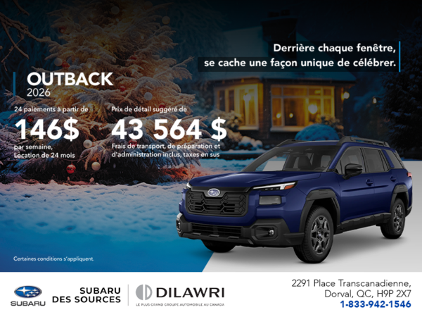Procurez-vous le Outback 2026!