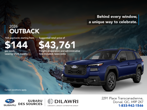 Get the 2026 Outback today!