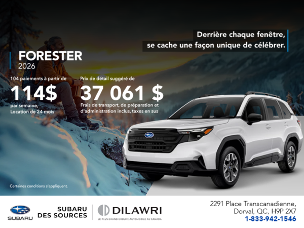 Procurez-vous le Forester 2026!