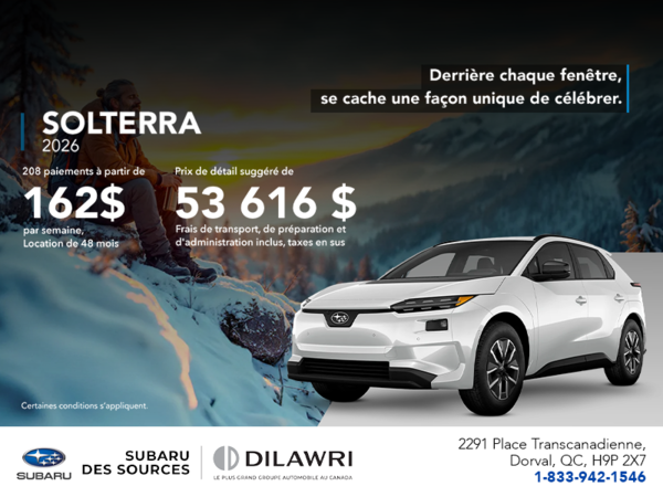 Procurez-vous le Solterra 2026!