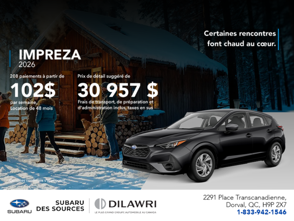 Procurez-vous la Impreza 2026!