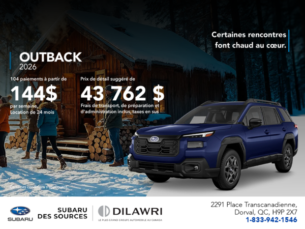 Procurez-vous le Outback 2026!