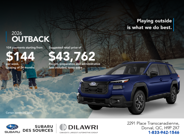 Get the 2026 Outback today!