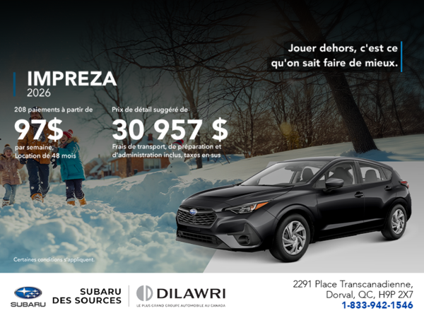 Procurez-vous la Impreza 2026!