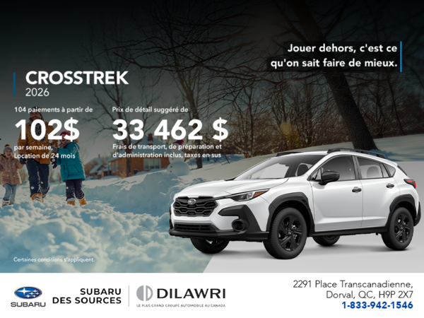 Procurez-vous le Crosstrek 2026!
