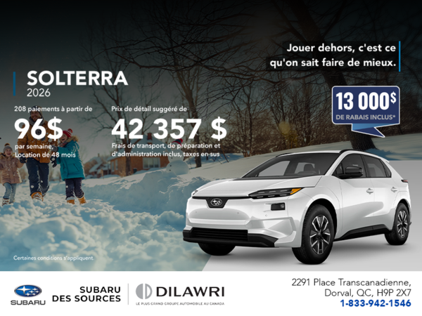 Procurez-vous le Solterra 2026!