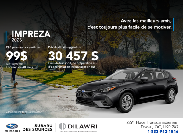 Procurez-vous la Impreza 2026!