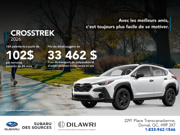 Procurez-vous le Crosstrek 2026!