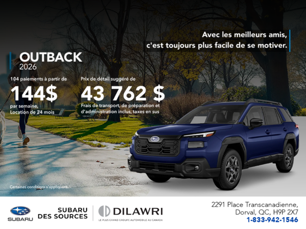 Procurez-vous le Outback 2026!