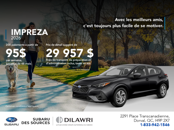 Procurez-vous la Impreza 2026!