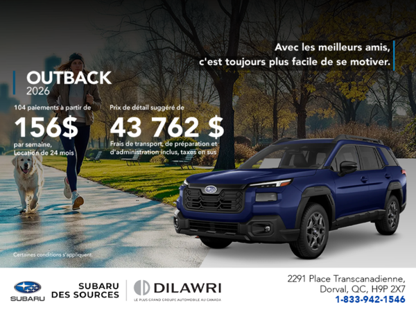 Procurez-vous le Outback 2026!