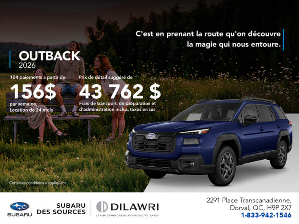 Procurez-vous le Outback 2026!