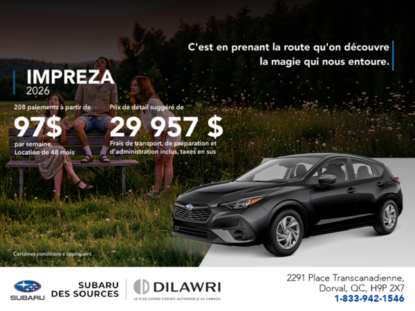 Procurez-vous la Impreza 2026!
