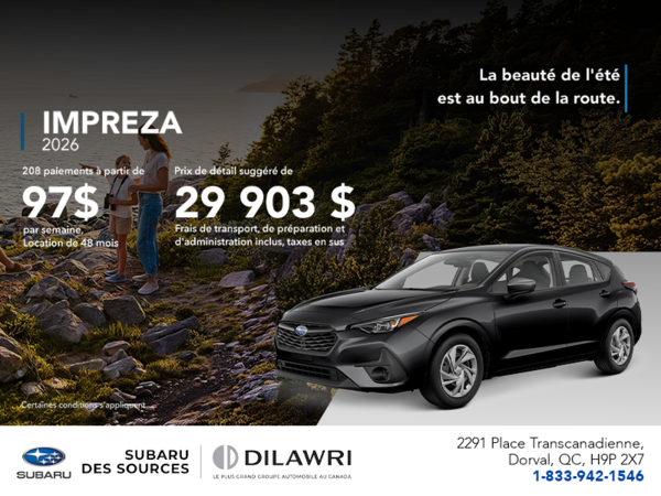 Procurez-vous la Impreza 2026!