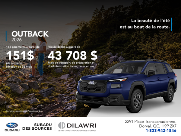 Procurez-vous le Outback 2026!