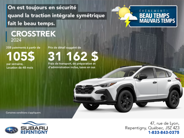 Procurez-vous le Crosstrek 2024!