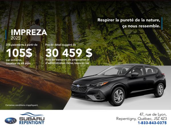 Procurez-vous la Impreza 2025!