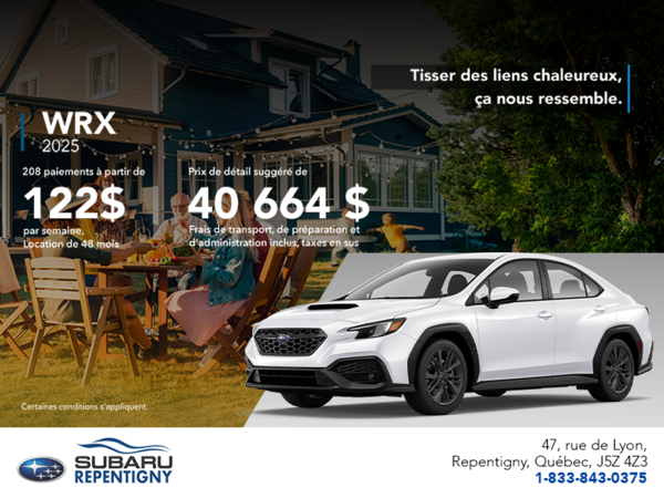 Procurez-vous la WRX 2025!