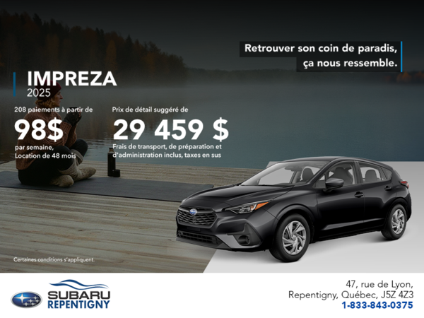 Procurez-vous la Impreza 2025!