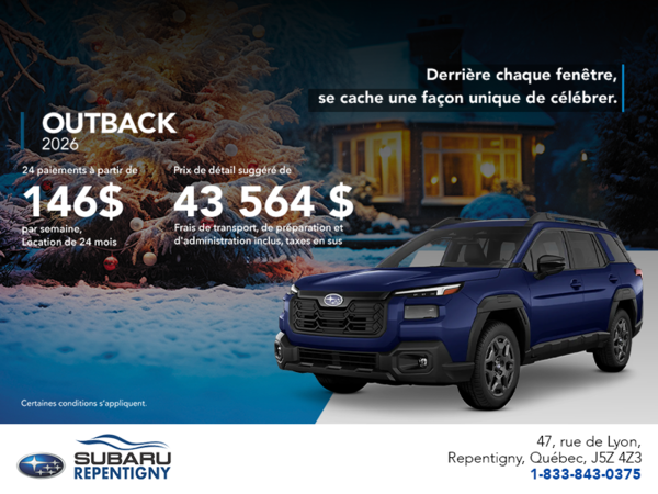 Procurez-vous le Outback 2026!