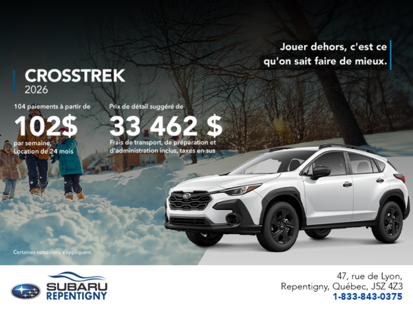 Procurez-vous le Crosstrek 2026!
