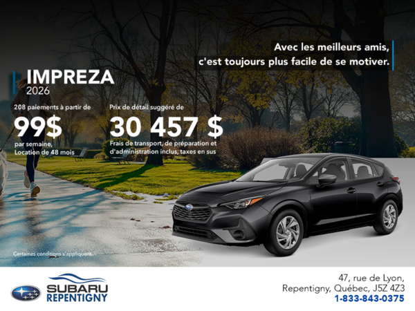 Procurez-vous la Impreza 2026!