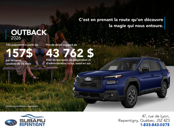 Procurez-vous le Outback 2026!