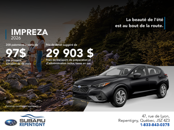 Procurez-vous la Impreza 2026!