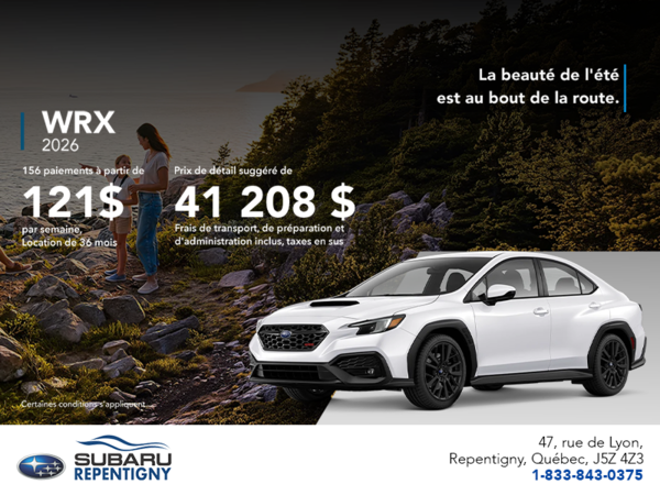 Procurez-vous la WRX 2026!