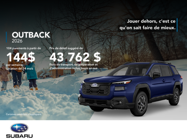 Procurez-vous le Outback 2026!
