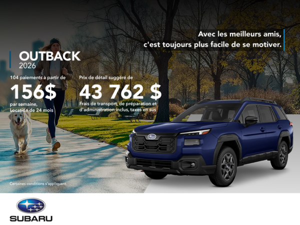 Procurez-vous le Outback 2026!
