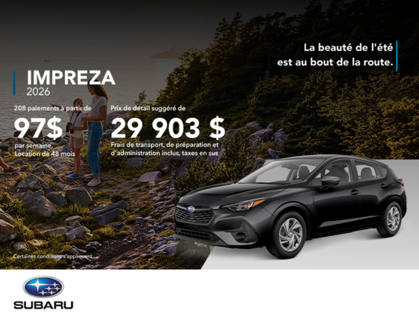Procurez-vous la Impreza 2026!