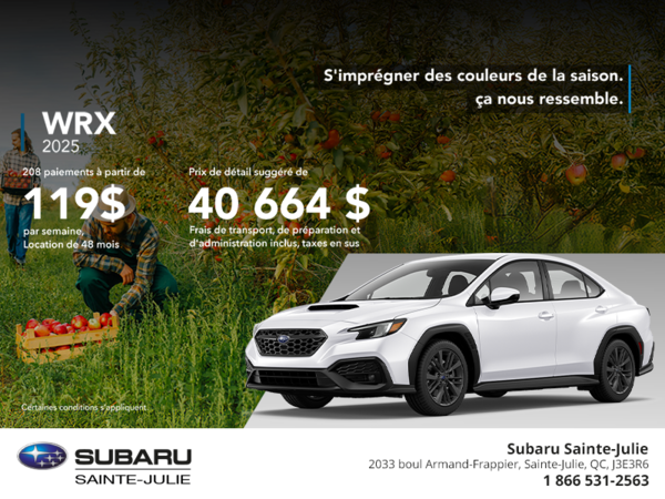 Procurez-vous la WRX 2025!