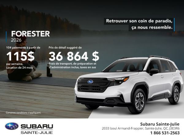 Procurez-vous le Forester 2026!