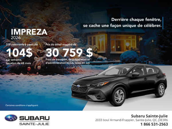 Procurez-vous la Impreza 2026!