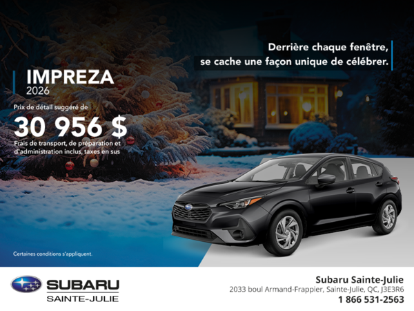 Procurez-vous la Impreza 2026!