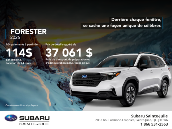 Procurez-vous le Forester 2026!
