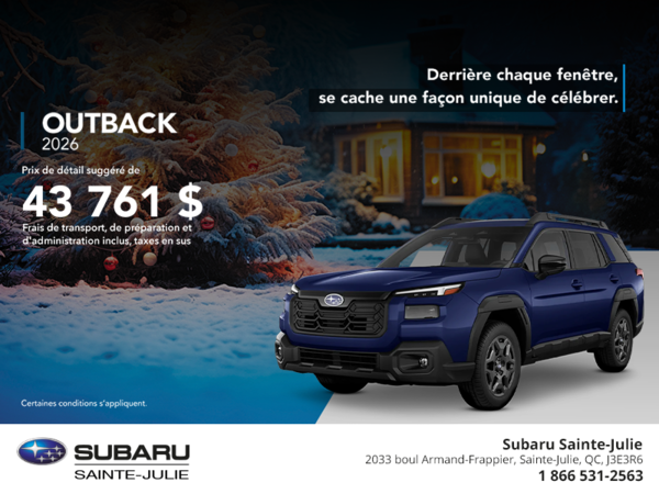 Procurez-vous le Outback 2026!