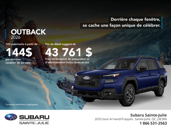 Procurez-vous le Outback 2026!