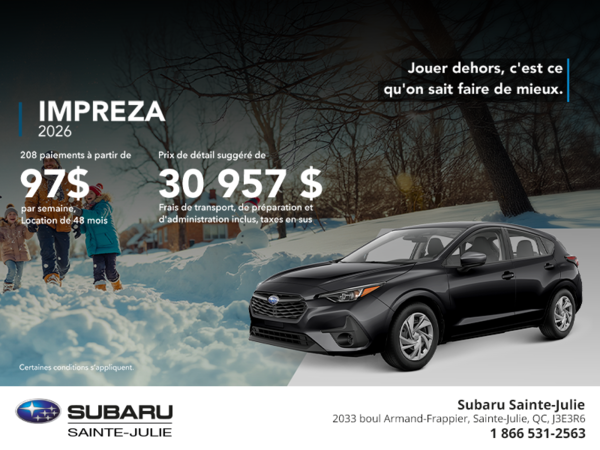 Procurez-vous la Impreza 2026!