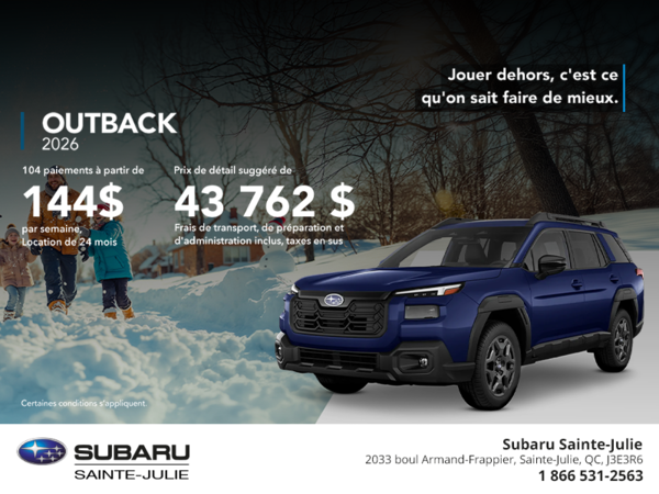 Procurez-vous le Outback 2026!